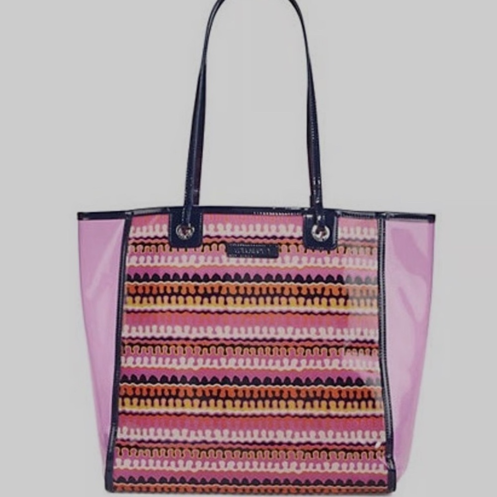 Vera Bradley Pink Beach Tote Bag with Modern Design